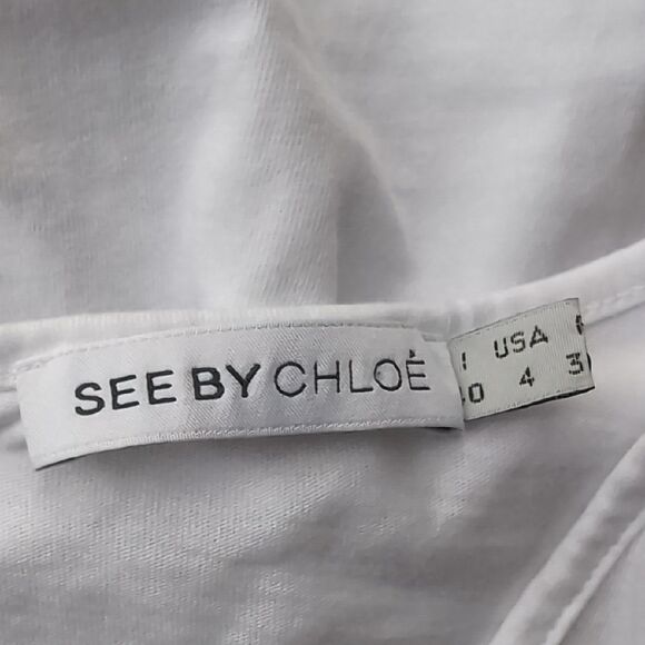 See by Chloé Iconic Bow White Top Size 4 Us - Picture 3 of 8